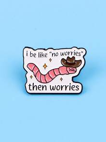 1枚“我无忧无虑”珐琅胸针，趣味蚯蚓造型，松树图案，翻领别针，帽子徽章，服装配饰，时尚珠宝礼品 - 彩色 - 查看 4