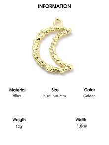 10pcs Alloy Pendants, Flat Round With Moon/Star/Moon, Golden/Light Gold - Gold - View 13
