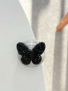 1pc Premium Butterfly Rhinestone Phone Holder, Diamond Butterfly Expandable Air Cushion Phone Stand, Adhesive Mount - Multicolor - View 11