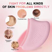 Soft Silicone Facial Massage Brush For Lymphatic Drainage, Face, Chin And Jawline Contour - Pink - View 3