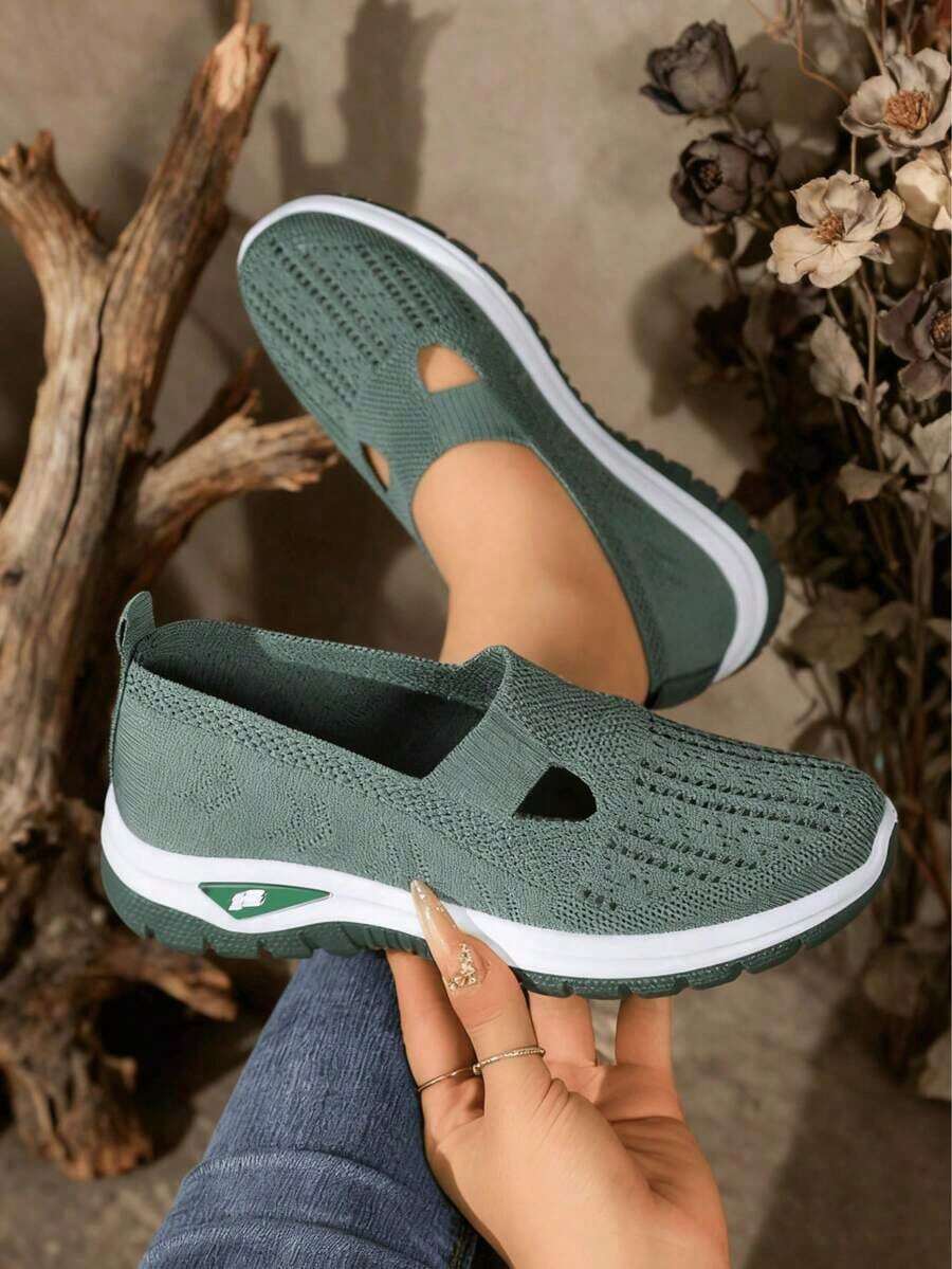 Women's Orthopedic Comfort Slip-On Sneakers - With Arch Support And Skin-Friendly Foam, All-Day Lightweight Walking Shoes, Non-Slip PVC Sole - Suitable For Nurses, Teachers, Standing And Running Errands, Orthopedic Shoes, Exquisite Pressure-Relieving Design, Beautiful Embroidery, Soft Cushioning, Suitable For Long-Term Standing Work Shoes, Casual Women's Shoes - 綠色 - 查看 1
