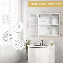 FURRIFIC Espejo para Baño con Luz Led, Espejo de Pared Regulable y con 3 Temperaturas de Color, Gabinete para Baño,Botiquin Baño con Espejo, Armario de Almacenamiento (Blanco) - Tipo de Enchufe A USA (110-127V) - Ver 7