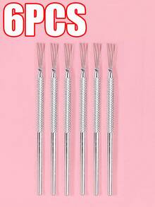 6pcs/3pcs/1pc Metal Nail Striping Tape Lines Making Tool, Create Various Nail Art Effects - Silver - View 3