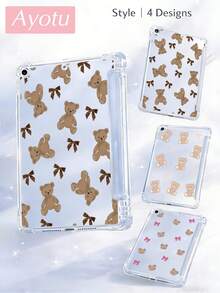 Ayotu 1pc Cartoon Bear & Bow Transparent Case, Suitable For IPad 11/IPad 10/IPad 9/IPad Air 7th 11 Inch/IPad Air 5th/Kindle Paperwhite 11th/Kobo Libra Colour, Kobo Clara Colour/Bw/2E, Full Coverage Transparent Protective Case, Silicone Soft Shell - Multicolor - View 2