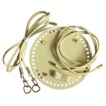 3件套DIY钩编饺子袋配件套装 - 草编饺子袋钩编材料、可调节肩带、拉链仿皮底、手工包装用品、DIY钱包钩编包制作、DIY钱包制作 - 彩色 - 查看 8