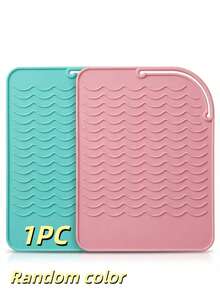 1 件装硅胶隔热垫 - 二合一直板夹和卷发棒收纳袋 - 美发工具旅行包 - 保护表面免受热损伤（黑色）