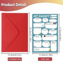 Personalized Blank Interview Style Father's Day/Birthday Greeting Card - Fun Best Dad DIY Keepsake Memento, Unique Dad Fill-In-The-Blank Birthday Card With 1 Card And 1 Envelope, Paper - Multicolor - View 5