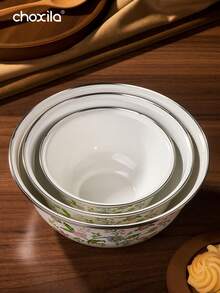 choxila 1 chiếc bát, đĩa, khay tráng men hoa văn kích thước 14/16/18/20/22, thích hợp dùng trong gia đình, nhà hàng, tiếp khách, ăn uống, tháng Ramadan, lễ Eid Al-Adha. - cái bát - Xem 5