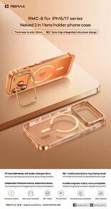 REMAX Naked RMC-8 Is An Ultra-Slim 2-In-1 Lens Holder Case Compatible With IPhone 16/17 Series, Offering Bare-Hand Feel Protection And Making A Stylish Ramadan Gift Choice. - Silver - View 4