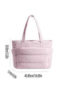 Nuevo bolso de mano para mujer de color rosa sólido, con interior espacioso con portavasos, cierre de cremallera de metal suave, asas dobles para llevar al hombro o en la mano, adecuado - Negro 3 - Ver 10