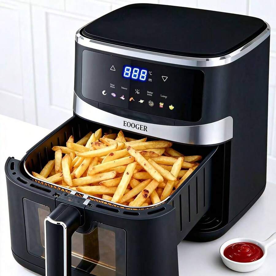 HanTai Air Fryer – 5.28QT Airfryer For Quick & Easy Meals In Minutes, Features Hi-Fry Technology For Extra Crisp, Touchscreen Controls With 8 Presets, Nonstick & Dishwasher Basket