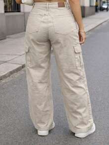 Wide leg Cargo Preta Pantalona - AREIA - Visão 2