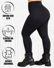 Plus Size G1 G2 G3 G4 Thermal Flannel Plush Anti-Cold Suplex Legging Pants WOLFOX - 黑色 - 查看 4