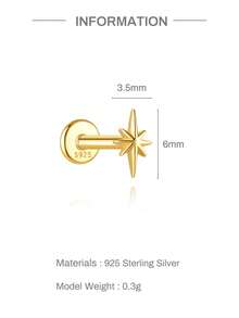 1 đôi bông tai nữ hình ngôi sao 8 cánh bằng bạc Sterling 925, kiểu dáng xoắn ốc cổ điển, thích hợp đeo hàng ngày, dự tiệc cưới, lễ đính hôn, trang sức cao cấp. - Vàng - Xem 10