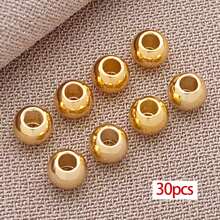 30pcs 18K Gold Filled Spacer Beads Round Smooth Spacer Mini Seamless Brass Beads For DIY Crafts Jewelry Making 2/2.5/3/4/5/6mm - Multicolor - View 17