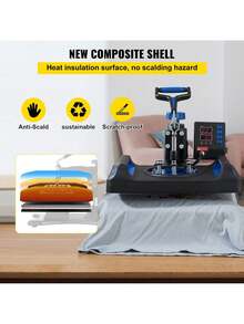Heat Press Machine, 12 X 15 Inches, Fast Heating, 360 Swing Away Digital Sublimation T-Shirt Vinyl Transfer Printer With Anti-Scald Surface, Canvas Bag, Pillow, Banner, Blue - ‎12 x 15 英寸 - 查看 3