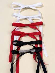 6pcs Women's Simple Solid Color Bow Hair Clips, Winter Outfit For Women, Bows, Cute, Classy, Hair Accerssories, Head Accessories, Hair Accessories For Women - 彩色 - 查看 3