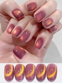 10毫升闪烁粉色金色光芒玻璃珠烟花猫眼凝胶指甲油 2026 新款多功能美白女王陛下玫瑰猫眼美甲特别情人节美甲粉色美甲 - 彩色 - 查看 8