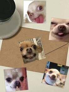 62张吉娃娃表情包贴纸，趣味狗狗贴纸包，DIY装饰贴纸，可用于手机壳、日记本、笔记本电脑和水杯。 - 彩色 - 查看 5