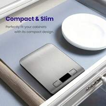 1 pièce Balance de cuisine numérique haute précision, avec écran LCD, capacité de 22 lb/10 kg, précision de 1 g, 6 réglages d'unité (g/oz/lb/kg), fonction Tare, plateforme en acier inoxydable facile à nettoyer, indicateur de batterie faible, convient pour la cuisson, la cuisine, la préparation de café, la bijouterie, etc. - Argent - Voir 5