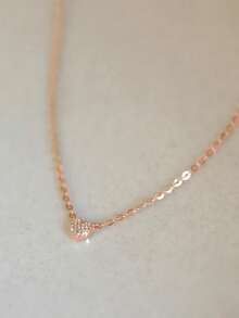 1pc S925 Sterling Silver Minimalist Romantic Heart Necklace, Women's Petite Sweet Elegant Cubic Zirconia Inlaid Heart-Shaped Clavicle Chain Necklace, Exquisite Gift - Love - View 13