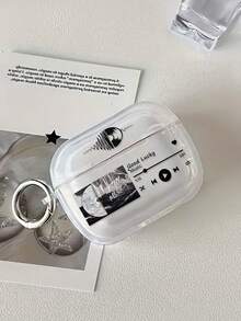 带按钮的彩绘耳机保护套，透明耳机保护壳，防摔软壳，兼容苹果1/2/3/4代，兼容 Pro第二、三、四、五代无线蓝牙耳机，透明设计，女士款 - 彩色 - 查看 4