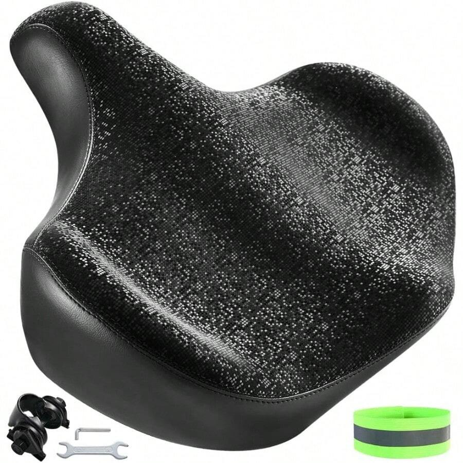 bicicleta para hacer ejercicioWOTOW Sillín de icleta Ancho y Cómodo Asiento Impermeable y Transpirable para icleta de Montaña Carretera Eléctrica y Ejercicio Absorción de Impactos Universal para Hombres y Mujeres - Negro  Tira Reflectante - Ver 1
