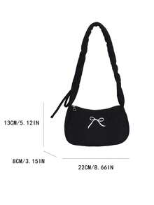 Modische lässige Cord-Damen-Umhängetasche, minimalistische Schmetterlingsstickerei-Dekoration, exquisites kompaktes Design, gestreift, geeignet für tägliche Ausflüge, Einkaufen, Dates, Partys, Pendeln, ganzjährig, ideales Geschenk für Frauen mit modischem lässigem Stil - Schwarz - Übersicht 5