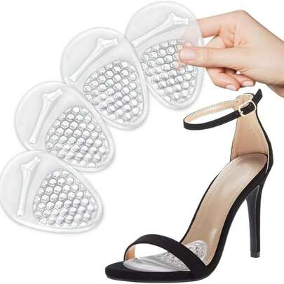 2 Pairs Cushioned Insoles - Honeycomb Self-Adhesive Design, Anti-Slip/Shock-Absorbing Soft Elastic Material, Relieves Foot Pressure, Durable & Comfortable, Suitable For High Heels/Sandals/Casual Shoes, Universal Size, For Women