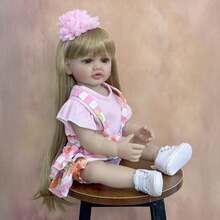 55cm 22inch Reborn Baby Full Body Soft Vinyl Newborn Bebe Girl With Blonde Long Hair Princess Toddler Toy Lovely Christmas Gift - Vinyl Body Doll - View 3