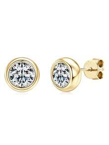 XUJIA 1 pereche de cercei cu șurub și diamant din argint 925, cercei cu moissanit rotund VVS1, culoare D, 5 mm/6,5 mm, cercei minimalisti strălucitori de zi cu zi, cadou perfect pentru femei de ziua de naștere sau aniversare - EMO-556 - Vizualizare 8