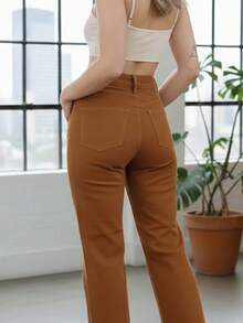 Wide Leg Jeans Women's Fashion - Lạc đà - Xem 4
