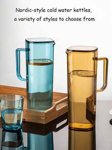 1PC Acrylic Pitcher/Jug Is Leak-Proof, Shatterproof, And Heat-Resistant, And Comes With A Lid. It's Suitable For Holding Juice, Milk, And Other Beverages, And Is A Durable Drinking Container. - Multicolor - View 2