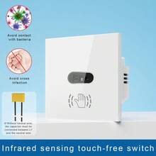 1pc EU Standard Touchless Wave Control Smart Switch, DS-101KWL WIFI Infrared Sensor Switch With Gesture Sensor, Supports Alexa, Tuya, Yandex Alice Voice Control, Hands-Free For Kitchen & Bathroom, Tempered Glass Panel, APP Remote Voice Timing Control, Black & White, CE Certified - Multicolor - View 15
