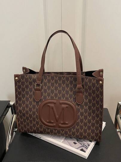 Letter Print New Tote Bag, Korean Style Versatile, 2026 Popular Fashion Large Capacity Casual Shoulder Bag For Women