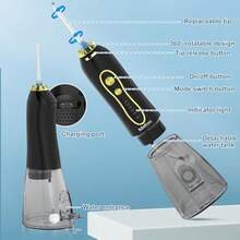hilo dental para dientes, 5 modos inalámbrico portátil, tanque de 300 ml, limpiador de dientes de agua IPX7 impermeable, para el hogar y viajes - Blanco - Ver 3