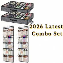 2 Pack Sturdy Under Bed Shoe Storage Organizers, Fit Total 24 Pairs, Large Underbed Closet Shoes Box Container Bag With Clear Cover, Breathable, 29.3x23.6x5.9 Inches(Except For Men's Sports Shoes) - Màu xám đen - Xem 10