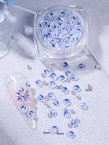 6 Boxes 3D Transparent Acrylic Flower Petals Nail Charms With Silver Steel Beads Manicure Decoration Spring Carved Flower Accessories For DIY Nail Art Salon Supplies Nail Jewelry Japanese Nail Art - Multicolor - View 7