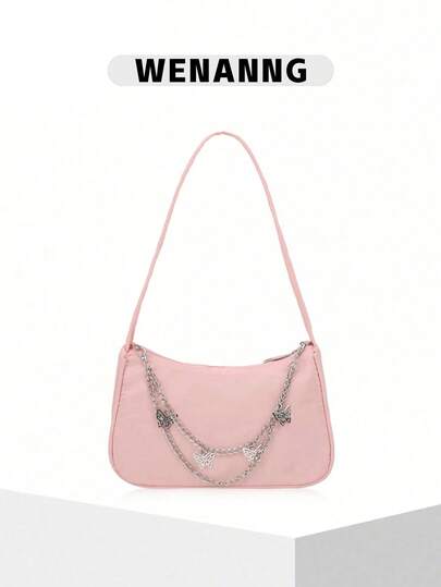 Fashionable Solid Color Shoulder Bag