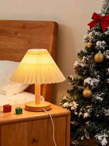 Minimalist Modern Nordic Wooden Pleated Lamp - USB Powered LED Desk Lamp With Warm Ambient Lighting, Button Control, Suitable For Reading, Sleeping And Home Office Decor, Home Office Lighting | Triangular Base Lamp | Natural Wooden Surface, Home Office Desk Lamp - Multicolor - View 10