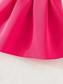 Young Girl Birthday Party Celebration Outfit, Princess Dress With 3D Embroidery Decor And Stylish Crossbody Bag - Hot Pink - View 5