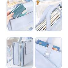 1pc Memory Cloth Tote Bag, Stationery & Book Storage Bag, Handheld Minimalist Bag With Large Capacity, Polyester Fabric, Zipper Closure And Adjustable Shoulder Strap, Suitable For Office, Commuting, Travel, Work - Fashionable And Practical Design, Office Bag ,Travel Essential Bag - Multicolor - View 5