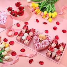 "I Love You" "Mom" Bouquet And Letter Gift Box - With Ribbon Fillable Paper Box, Suitable For Chocolates, Fresh Flowers, Souvenirs, Perfect Mother's Day Or Christmas New Year Party Birthday Gift - Multicolor - View 8