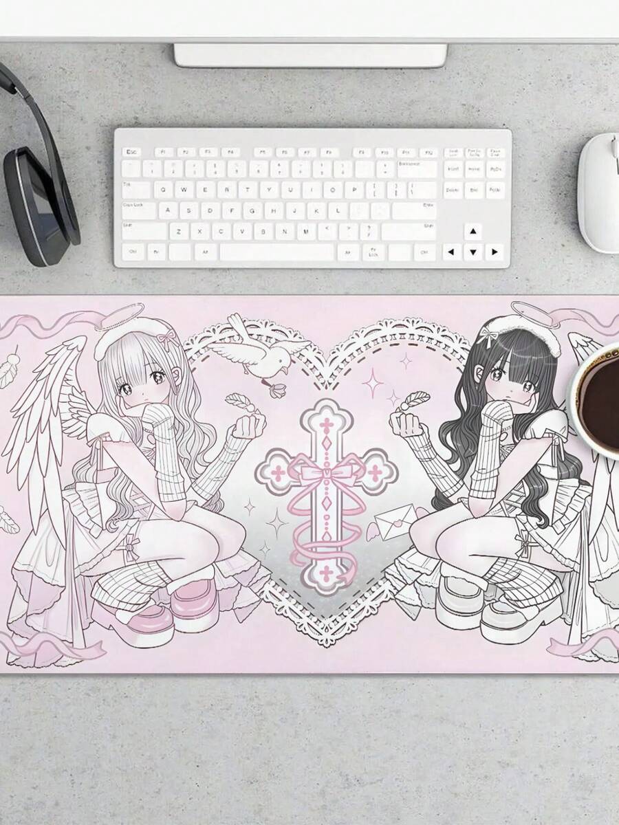 Mouse Pad, Large Gaming Desk Mat, Non-Slip Rubber Base, Cute Aesthetic Desk Pad For Office, Home, Gamers, Students, And Work From Home Setup - White - View 1
