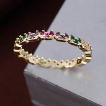 1pc Elegant Heart-Shaped Cubic Zirconia Inlaid Fashion Ring For Women - Multicolor - View 11