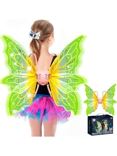 Alas de Hadas Eléctricas para Niñas, Alas de Mariposas Electricas para Mujer, Ala Brillantes con Luces LED, Adecuado para Cosplay, Cumpleaños, Disfraces de Fiesta, Halloween y Navidad,40853714