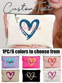 1 Túi đựng mỹ phẩm hình trái tim có thể tùy chỉnh tên, túi đựng mỹ phẩm giặt máy dành cho nữ, túi đựng đồ vệ sinh cá nhân di động, túi đựng mỹ phẩm xách tay cho nữ, túi du lịch có khóa kéo, hộp đựng đồ, túi trang điểm, nhẹ và có thể gấp gọn, thích hợp sử dụng hàng ngày, sinh nhật, ngày lễ, tựu trường, mùa hè, bãi biển, du lịch, đi làm, sinh viên, dã ngoại, cắm trại, cất giữ đồ dùng hàng ngày. - Nhiều màu - Xem 1