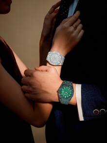 DAYAND NIGHT 新款男士石英表，奢华镶钻腕表，时尚全钻腕表，商务休闲皆宜。情人节、周年纪念日或生日的完美礼物。 - 彩色 - 查看 8