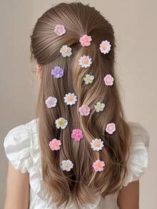 10个装女孩多色花朵发夹，温和护发，可爱侧刘海夹，多功能发夹，适合日常佩戴和返校季 - 彩色 - 查看 2
