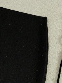 PEPPERMOLLY 2026春夏棕色三件套泳衣，闪亮裙摆，性感时尚设计，修身剪裁，夏季海滩度假必备比基尼套装（黑色） - 黑色 - 查看 11